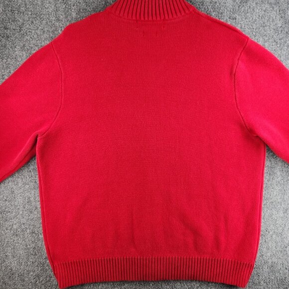 Polo Ralph Lauren Full Zip XL Red Knit Blue Pony Logo Cotton Men Jacket Sweater - Picture 14 of 15